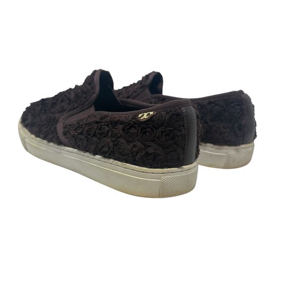 Tory Burch Rosette Fabric Flower Slip On Sneaker Burgundy Red Brown Size US 10 - Picture 10 of 14